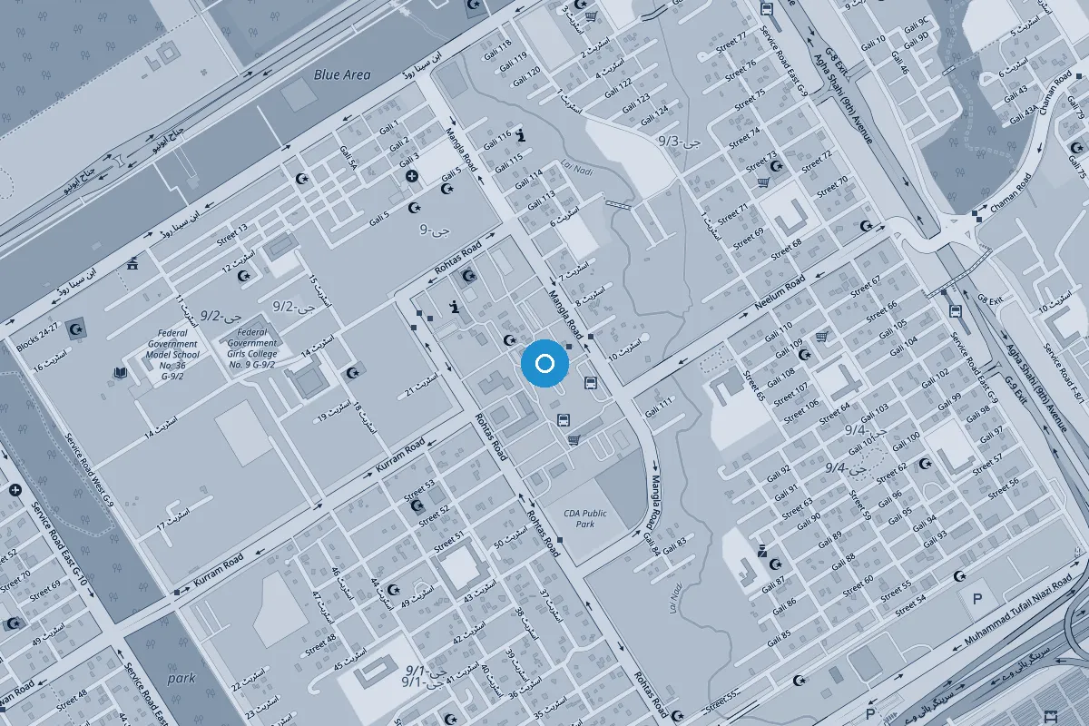 Map of G-9 Markaz, Islamabad, with Classic Estate marked
